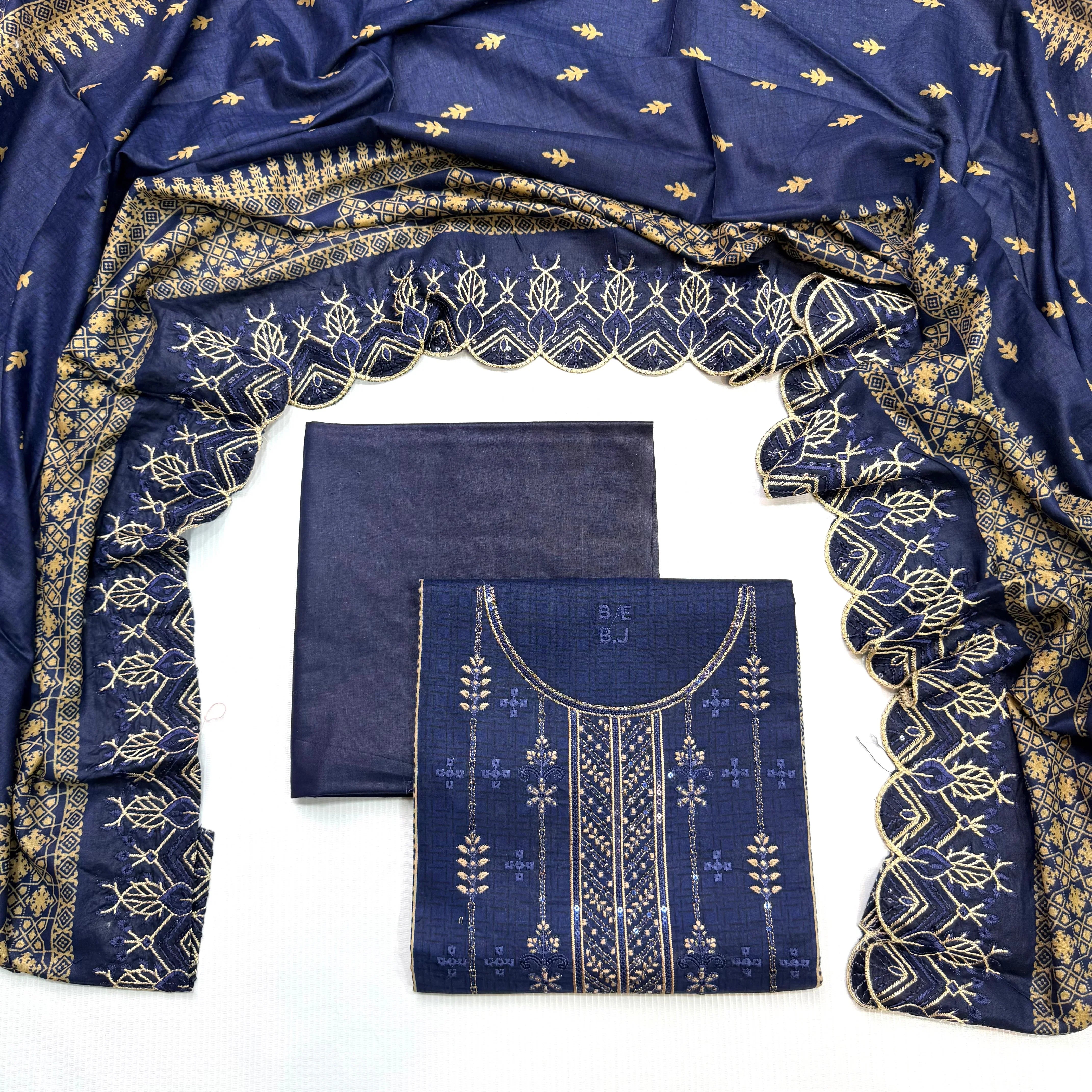 Bin Saeed Printed Embroidered 3PC Memon Clothes